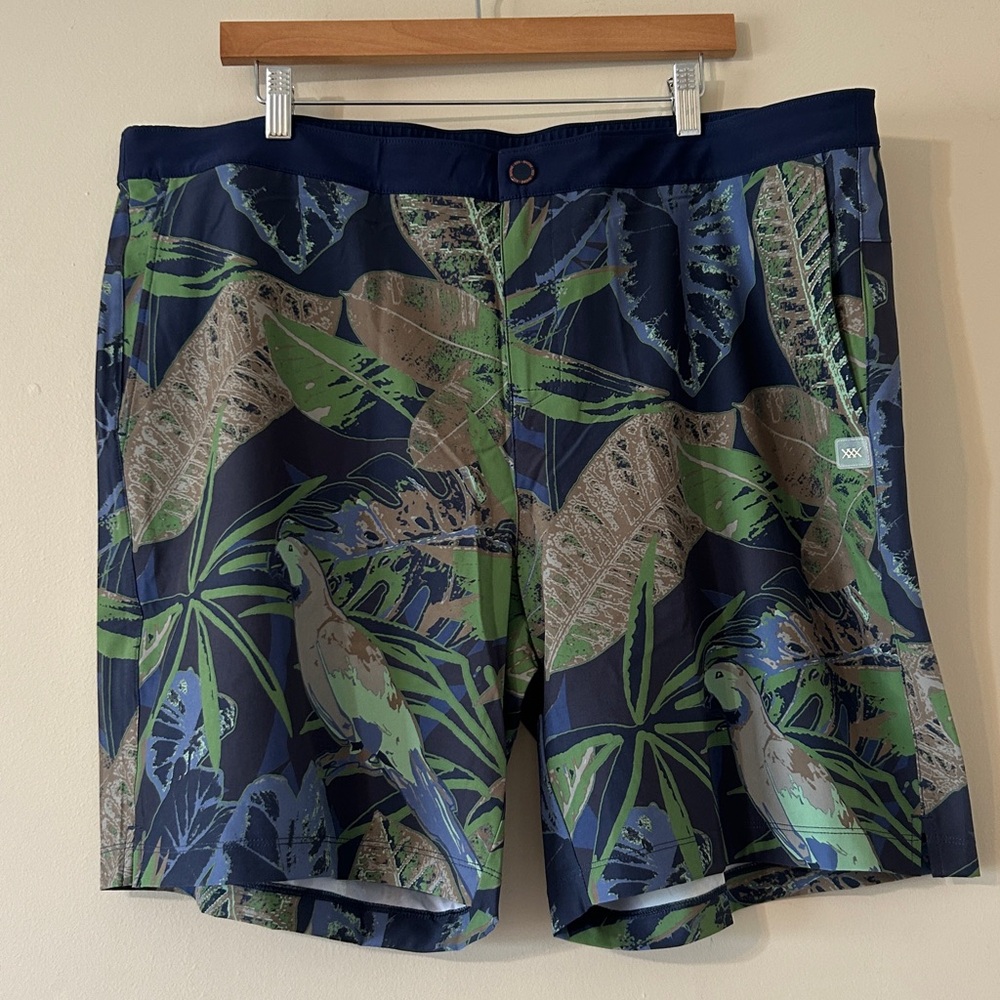 New Rhone Barrier Swim Short XXL Tropical Floral Green/Blue 8 inch Inseam